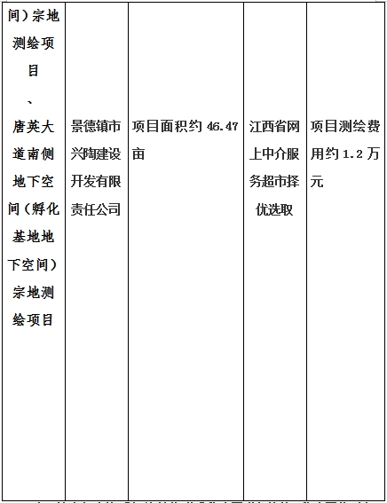 景德鎮(zhèn)市昌南新區(qū)LJ1-03-A01-1地塊、瓷都大道東側(cè)中渡口地下空間（格蘭云天大酒店地下空間）、光明大道北側(cè)利民路西側(cè)地下空間（青少年宮地下空間）、規(guī)劃二路北側(cè)地下空間地塊二（加速基地地下空間）、規(guī)劃二路北側(cè)地下空間地塊一（加速基地地下空間）、景德大道南側(cè)天寶橋西側(cè)地塊、景興大道東側(cè)如意路北側(cè)地下空間(社會(huì)公共服務(wù)